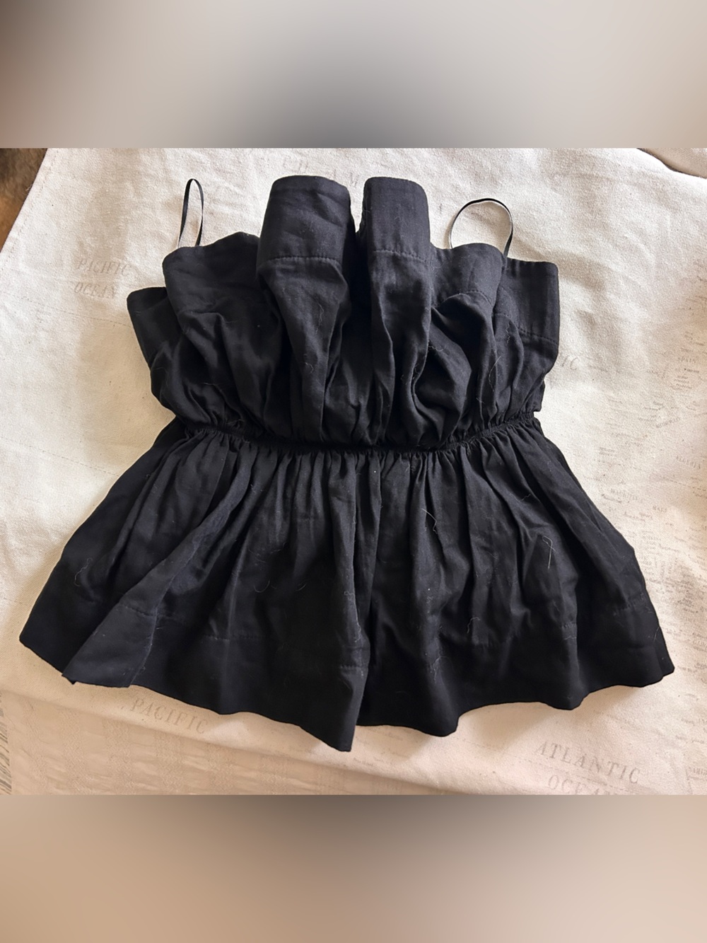 Black Ruched Sleeveless Crop Top